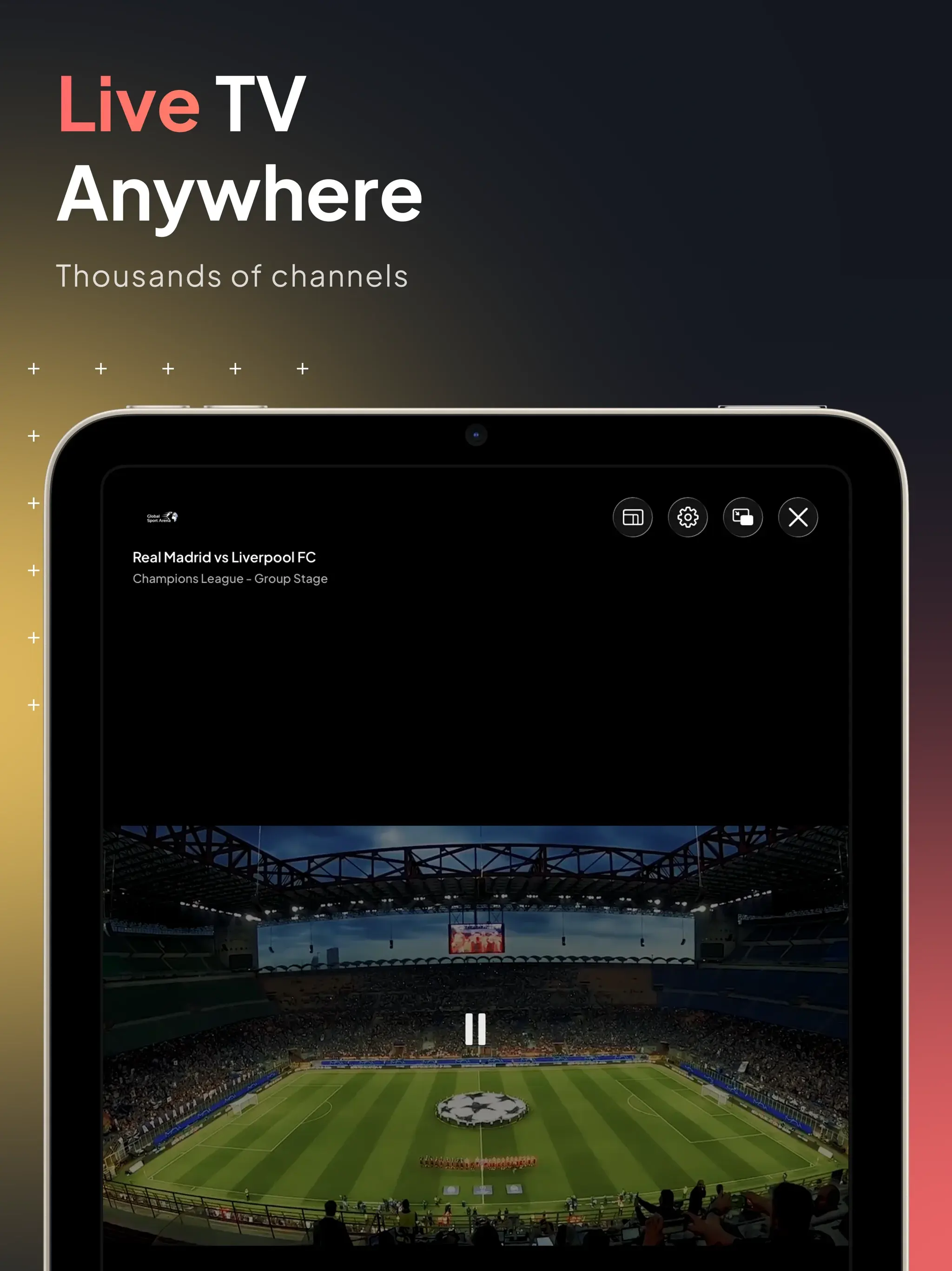 Live TV on iPad with IPTV Dreamer streaming thousands of channels